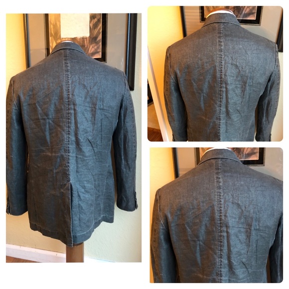 Material London Dark Gray Linen Jacket Size 42R - Picture 10 of 15